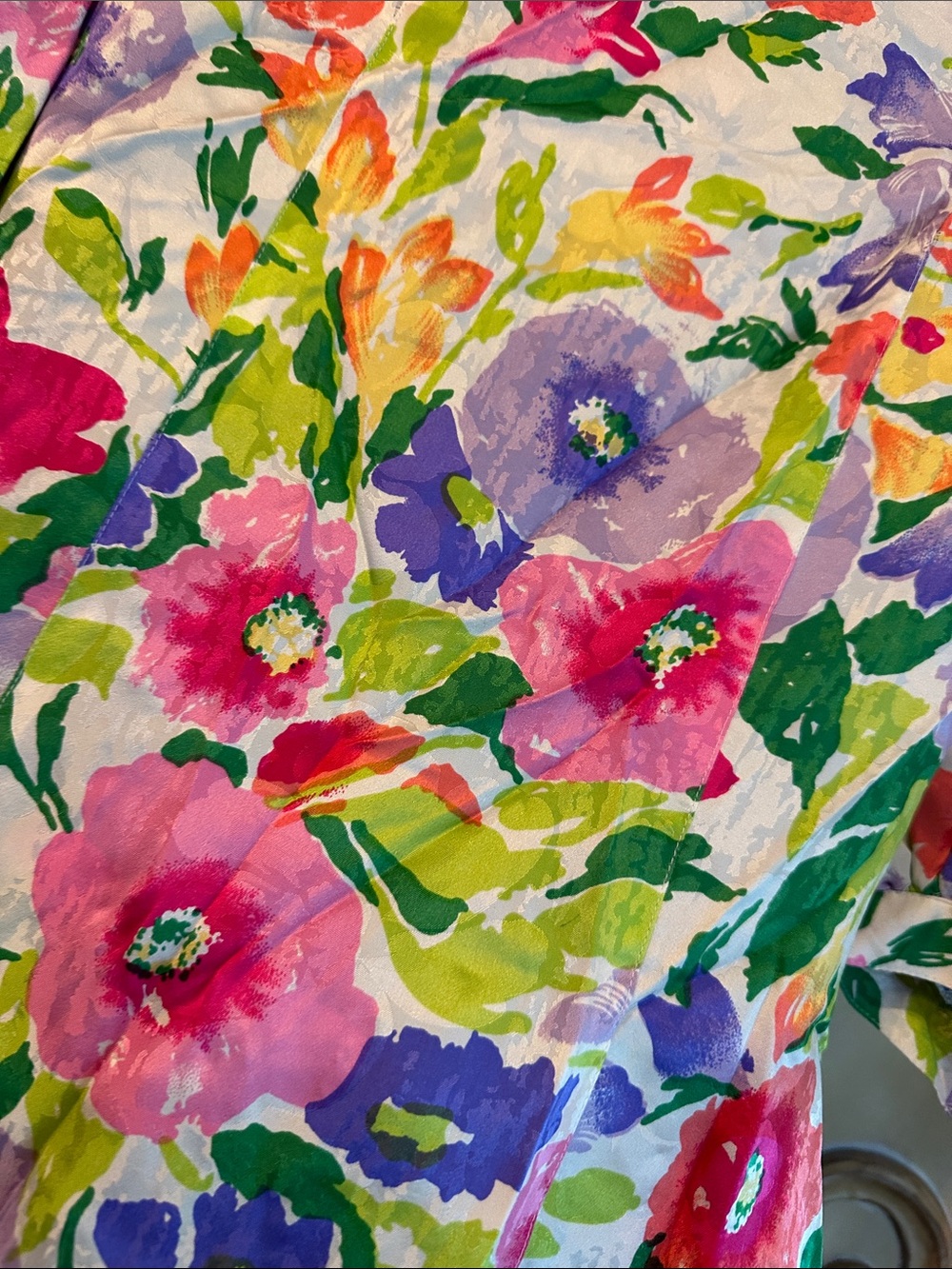Vintage Della Roufogali Watercolor Floral Puff-Sleeve 2-piece Midi Dress - Picture 5 of 16